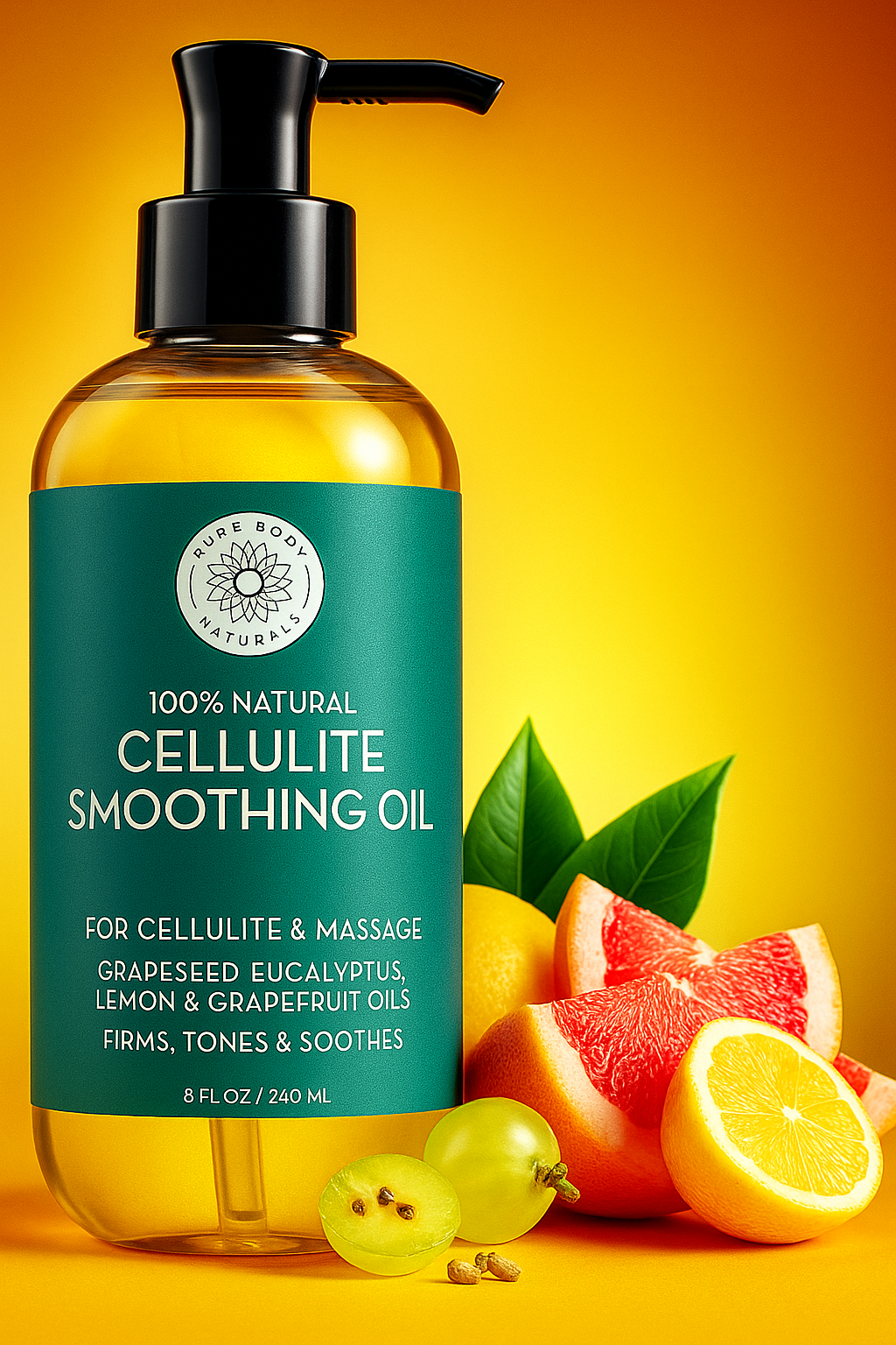 Pure Body Naturals Anti Cellulite Massage Oil 100% Natural