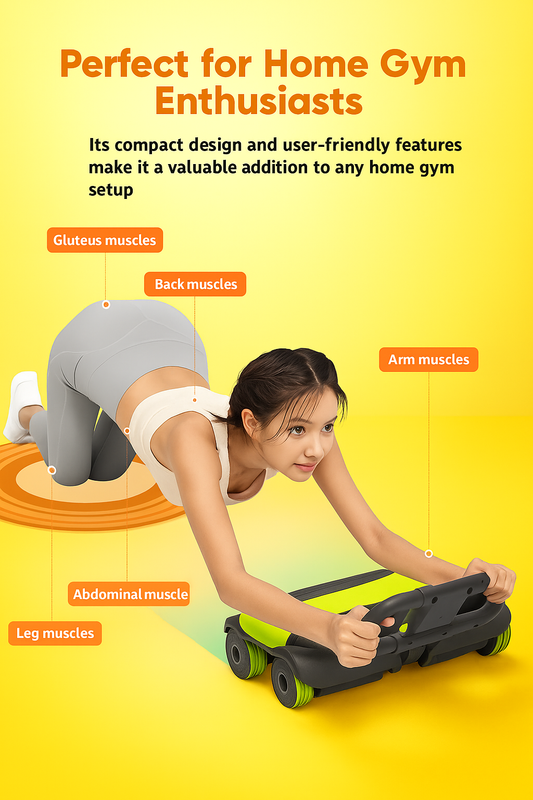 AB Roller Pro 4-Wheel Auto Rebound Abdominal & Core Training Equipment