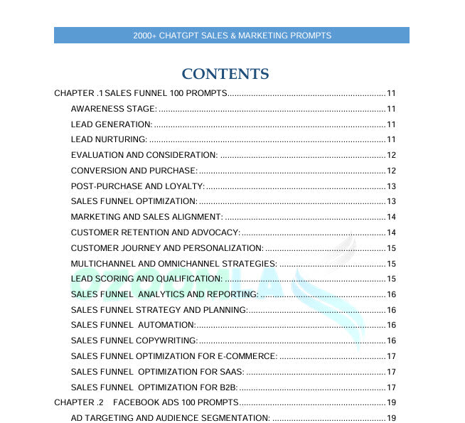 2000+ ChatGPT Sales and Marketing Prompts