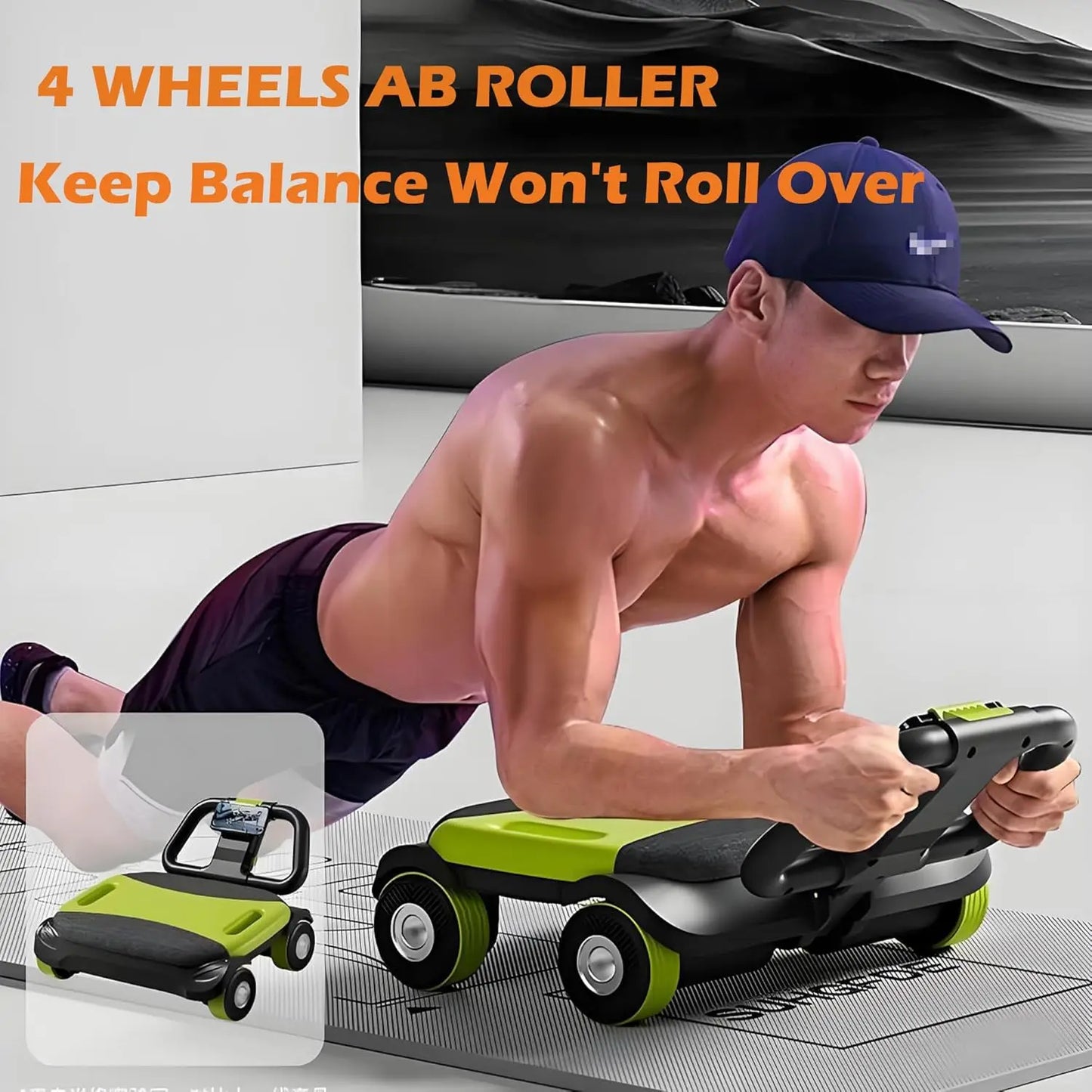 AB Roller Pro 4-Wheel Auto Rebound Abdominal & Core Training Equipment