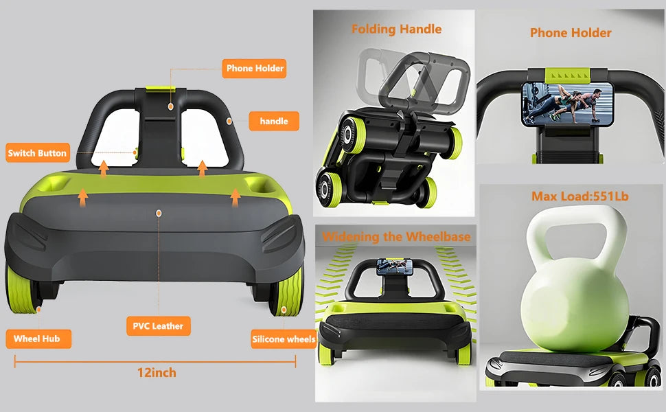 AB Roller Pro 4-Wheel Auto Rebound Abdominal & Core Training Equipment