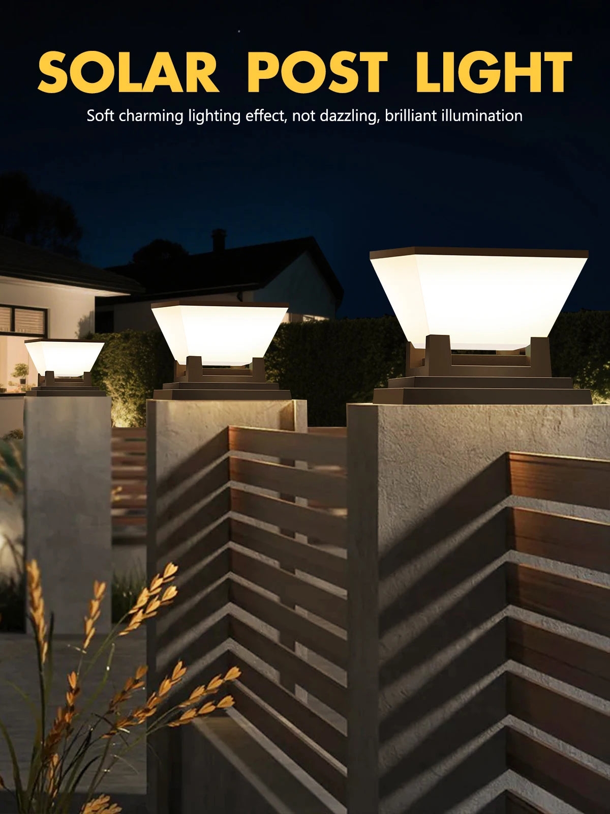 Solar Post Light Auto Dusk to Dawn IP65 Waterproof 3 Color