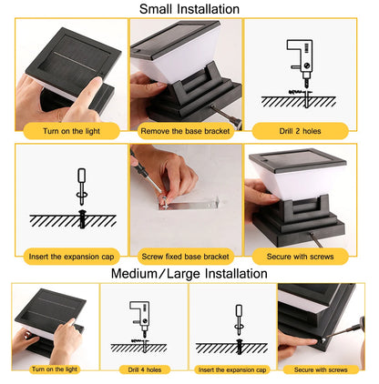 Solar Post Light Auto Dusk to Dawn IP65 Waterproof 3 Color
