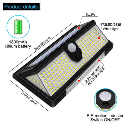 Super Bright Solar Wall Lamp with 3 Mode IP65 Waterproof for Outside Yard Street