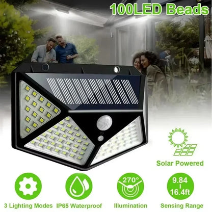 100 LED Wall Lights Outdoor Solar Lamp PIR Motion Sensor