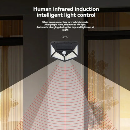 100 LED Wall Lights Outdoor Solar Lamp PIR Motion Sensor