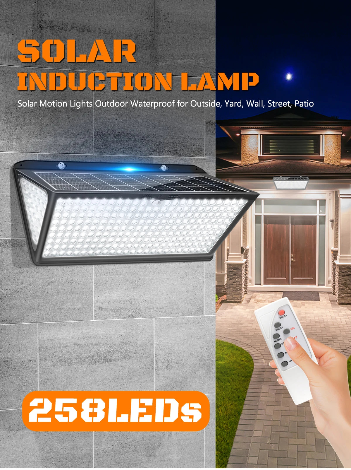 Super Bright Solar Wall Lamp with 3 Mode IP65 Waterproof for Outside Yard Street