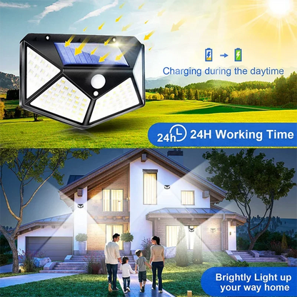 100 LED Wall Lights Outdoor Solar Lamp PIR Motion Sensor