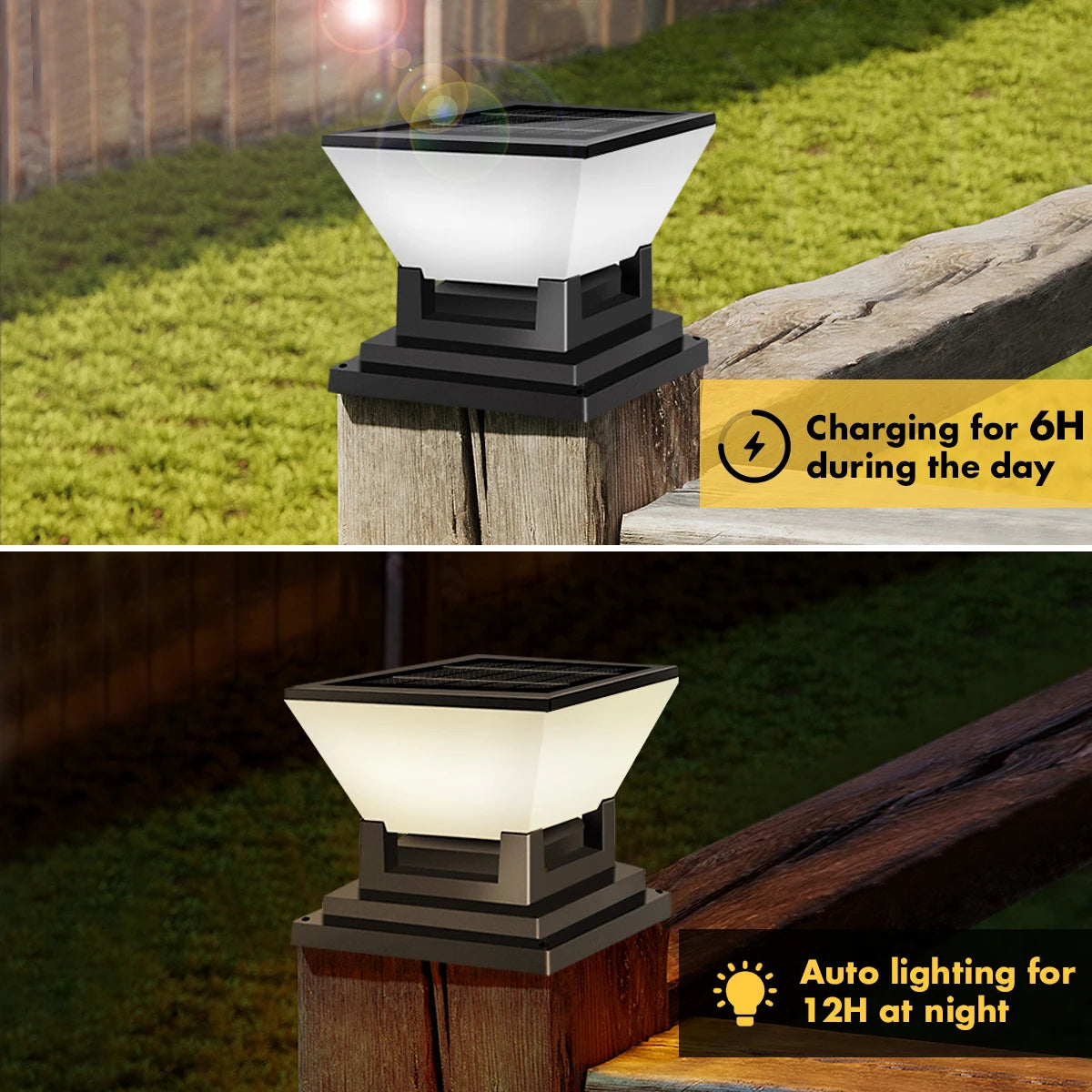 Solar Post Light Auto Dusk to Dawn IP65 Waterproof 3 Color